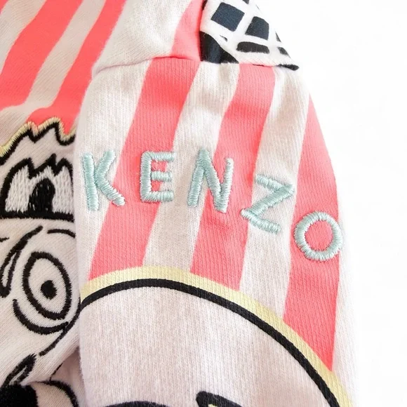 Kenzo Kids Paris Tiger Graphic Zip Hoodie Light Pink Sweatshirt Girls 2 (2A) - Picture 6 of 14